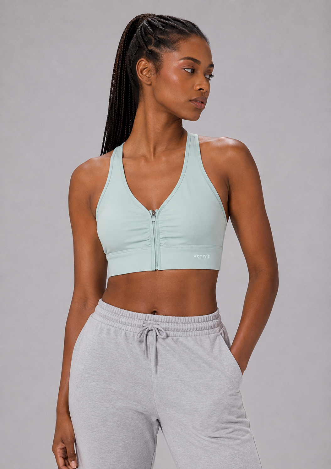 Active Zip-Front Sports Bra