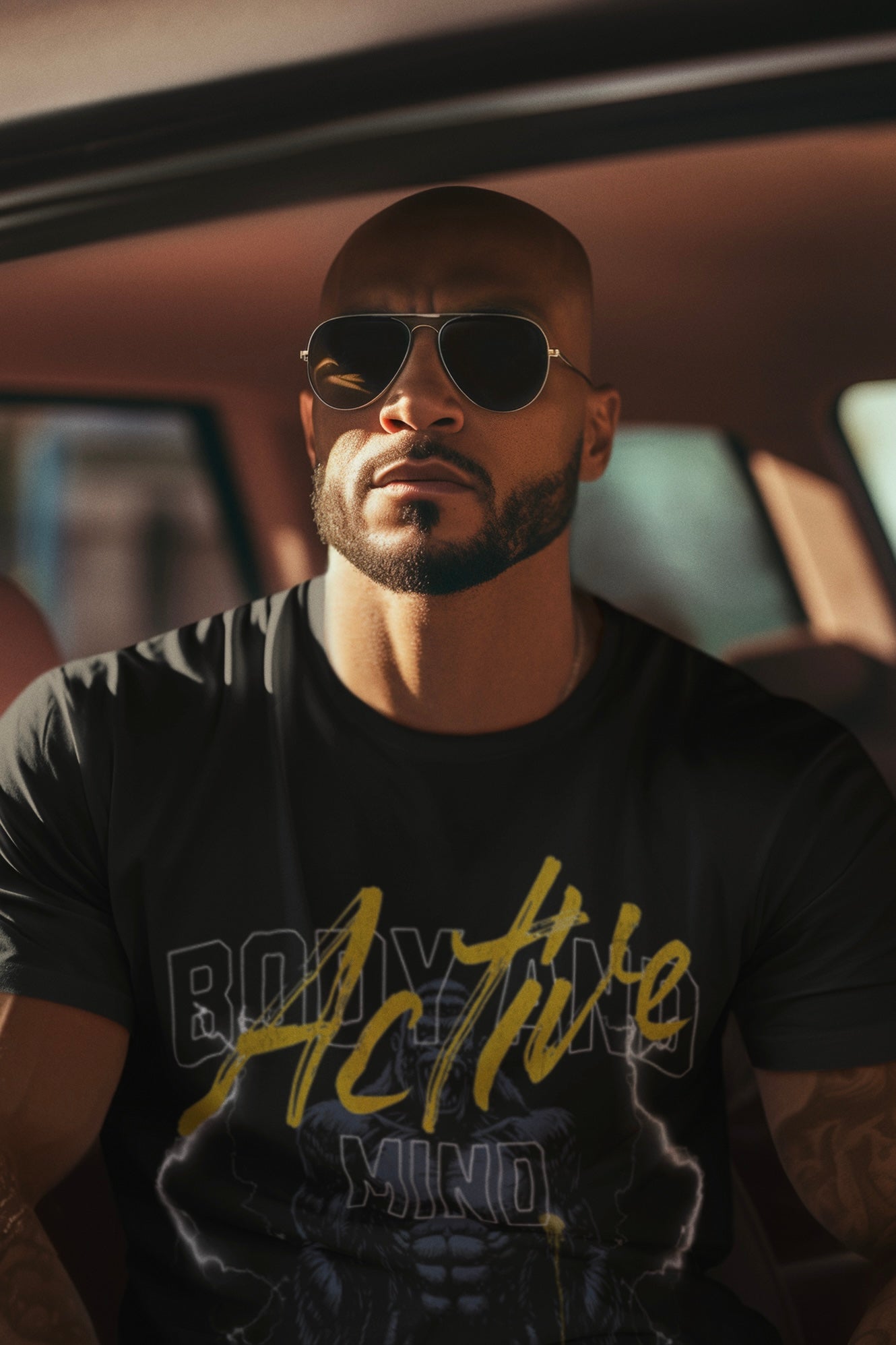 Active Beast Oversize Graphic Tee (Gold)