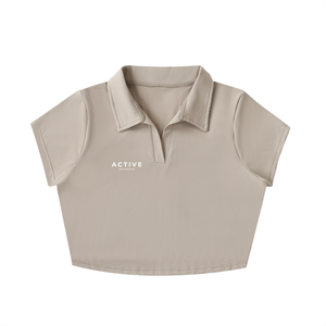 Active V-Neck Lapel Crop Top