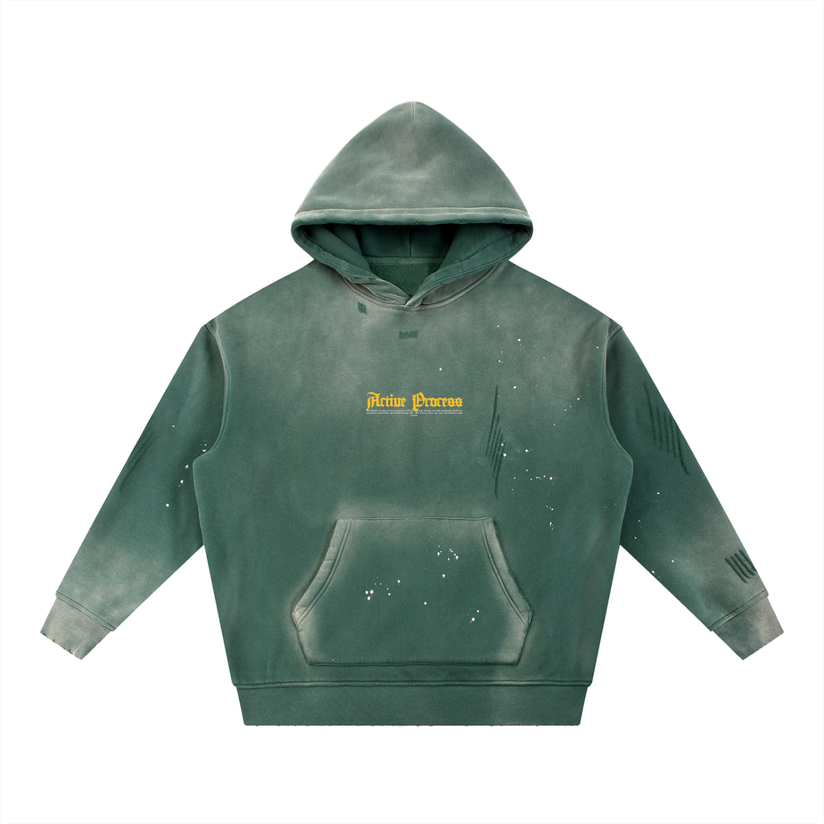 Active Frayed Fleece Hoodie-Yellow