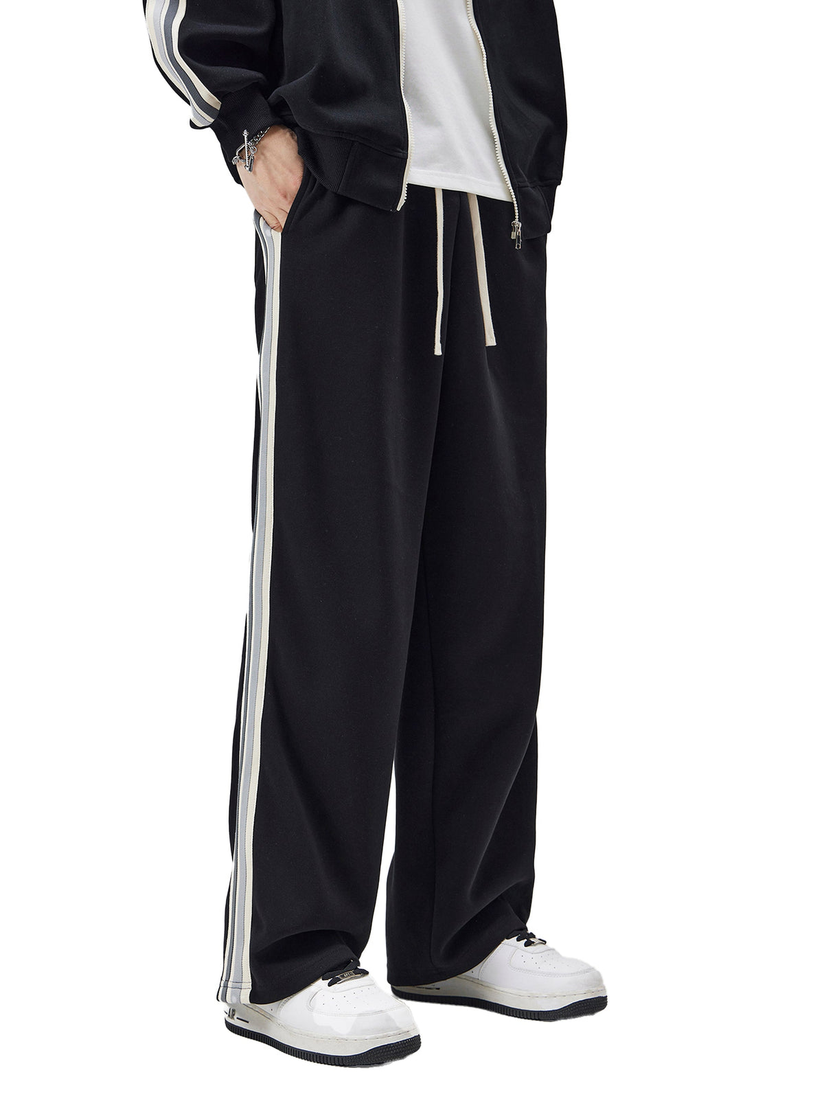 Wellness Side-Stripe Straight-Leg Pants