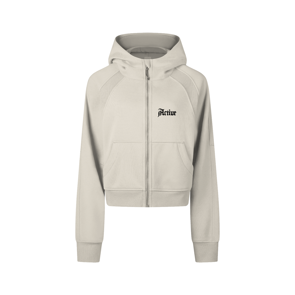 Active Cropped Zip-Through Hoodie-Light