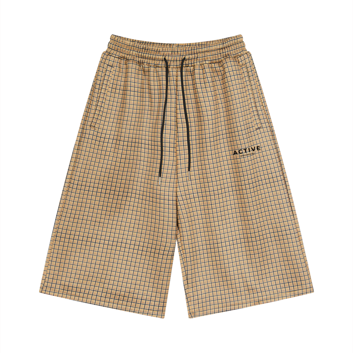Active Plaid Drawstring Shorts