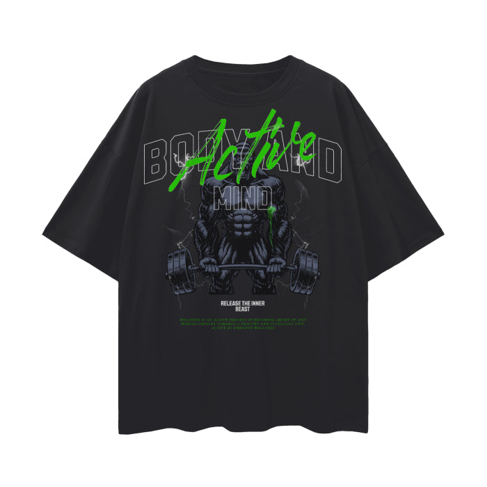 Active Beast Graphic Tee-Green