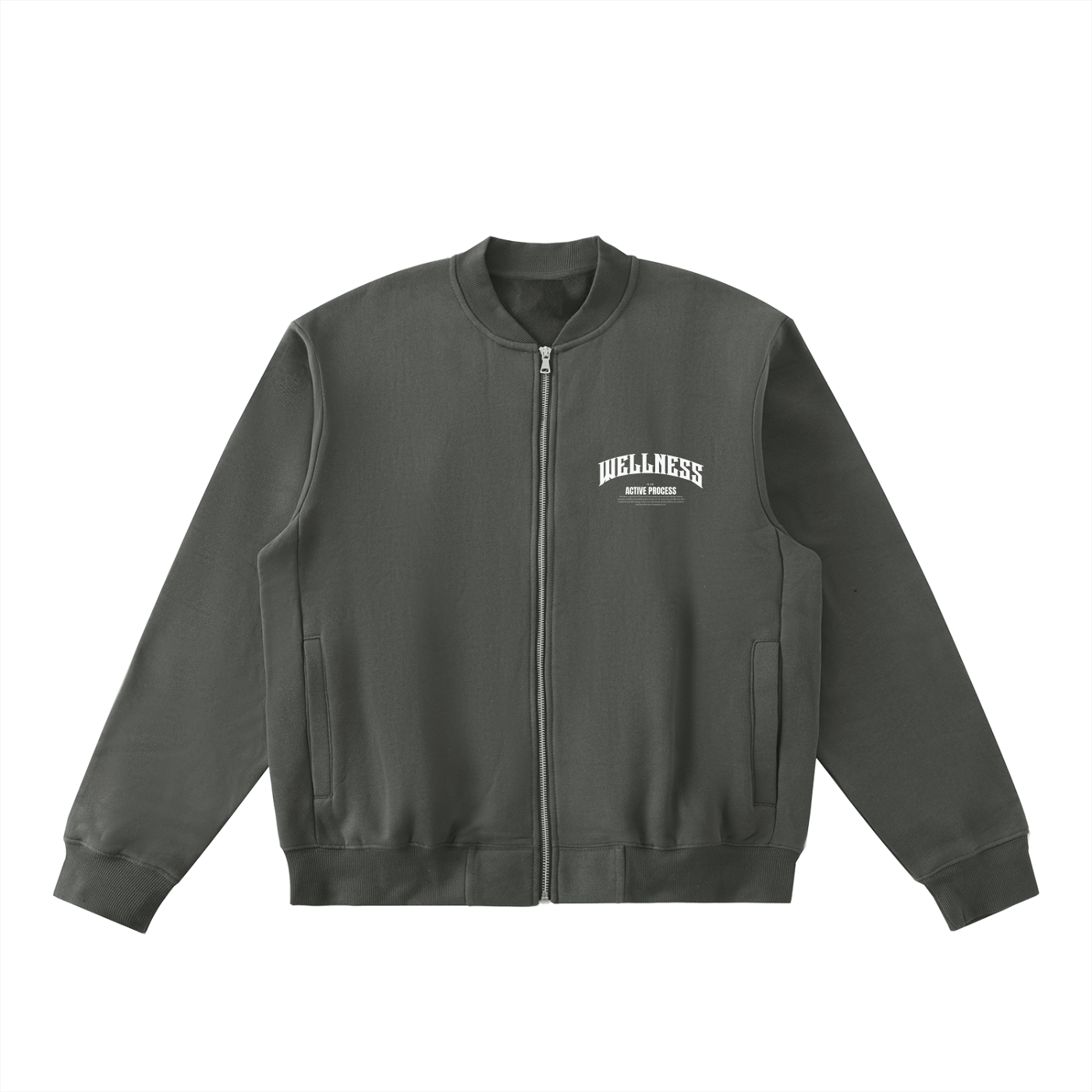 Wellness Zip-Up Fleeced Varsity Jacket
