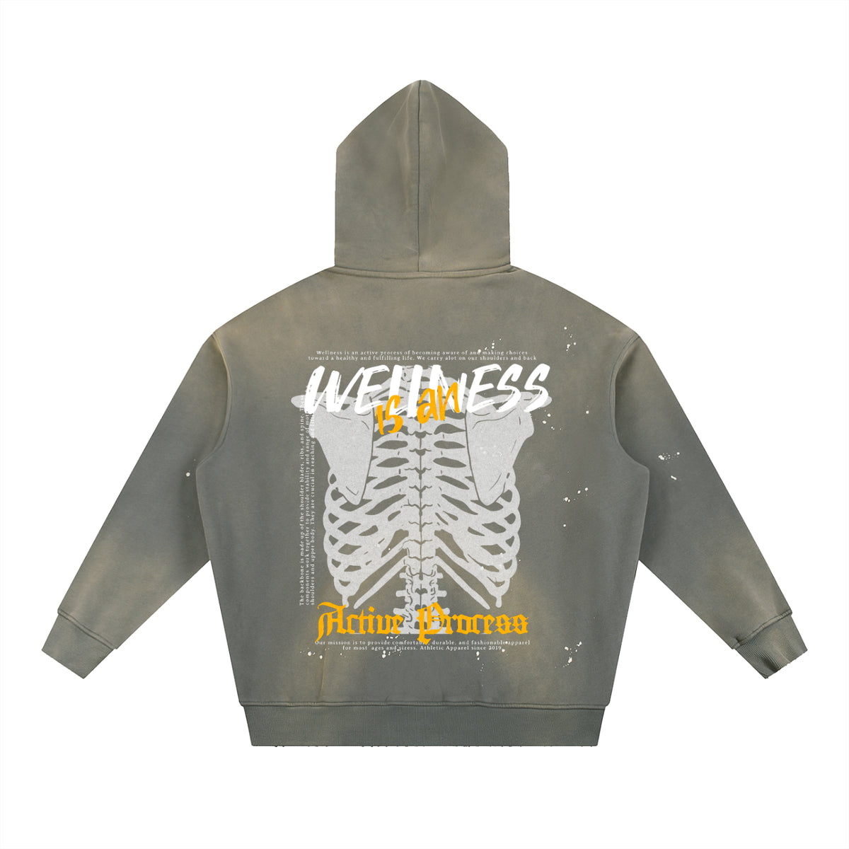 Active Frayed Fleece Hoodie-Yellow