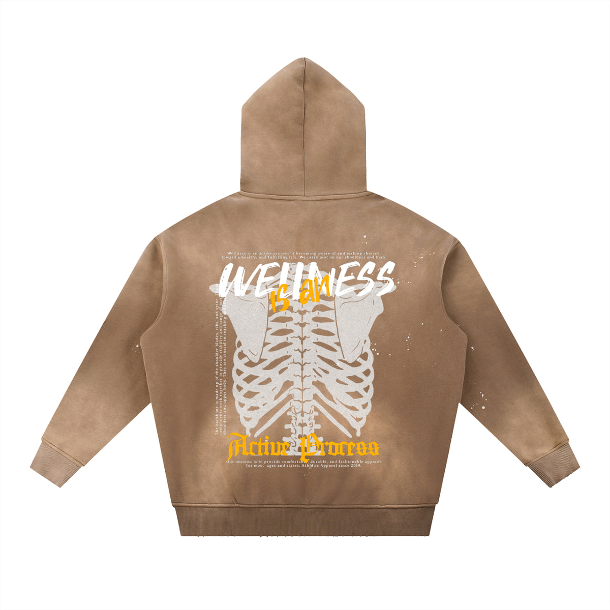 Active Frayed Fleece Hoodie-Yellow