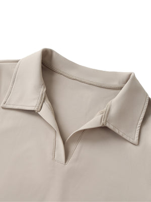 Active V-Neck Lapel Crop Top